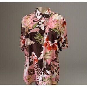 Napa Valley Hawaiian Tropical Floral Button Up Shirt XL NwoT Linen Blend Boho